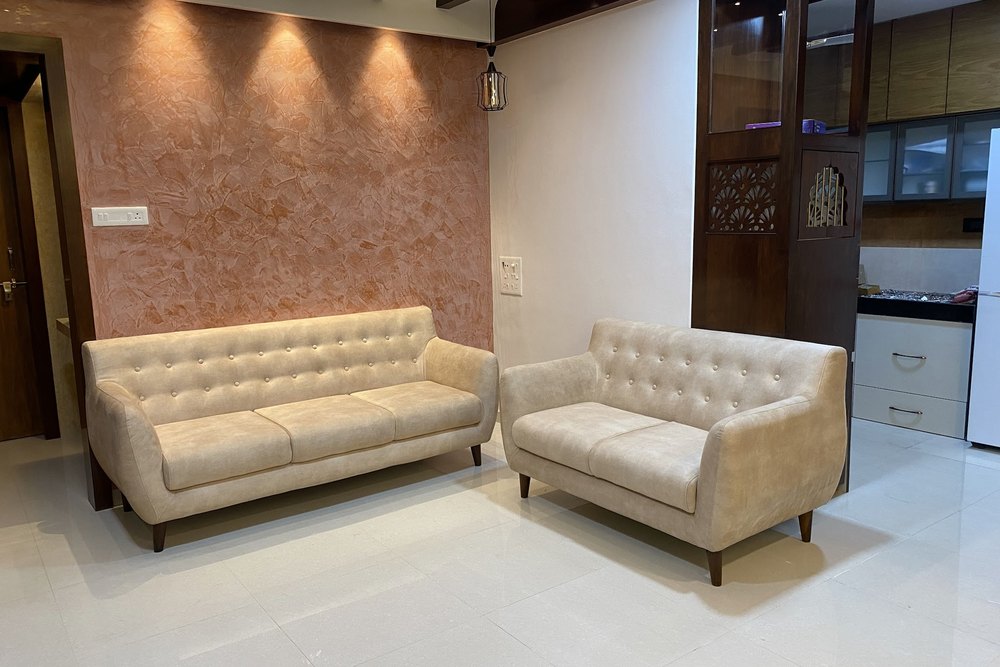 Living Room with Texture Wall in Pune